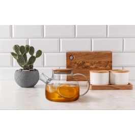 La Mediterranea Tetera Boro Tapa Bambú 1L con dimensiones 15,2 x 17,4 x 14,6 cm (12 Unidades)