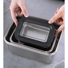 Quttin Fiambre Acero 2.6L para Microondas y Horno 23 cm x 17.9 cm x 11.6 cm (12 Unidades)