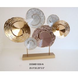 DKD Home Decor Decoración Abstracta Moderna Metal Azul Dorado Marrón 9 x 51 x 65.4 cm (2 Unidades)