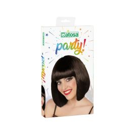 Peluca Castaña Lisa Corta Con Flequillo