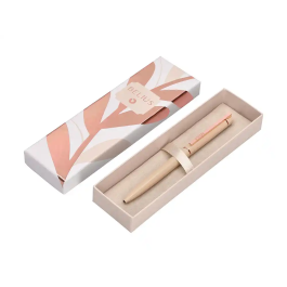 Belius Boligrafo Rose Aluminio Beige Claro Oro Rosa Tinta Azul Caja Diseño Elegante
