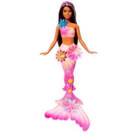 Barbie Jdm73 Muñeca Sirena Florece Morena con Flores Mágicas que Salen de la Aleta, Cabello Castaño con Mechas Moradas y Diadema de Perlas. Precio: 25.4999998. SKU: B16YPAEXVW