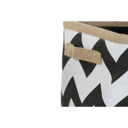 DKD Home Decor Cesta Set de 3 (2 Unidades) Blanco Negro Poliester Yute Zig Zag 32 x 21 x 37 cm