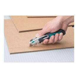 Wolfcraft 4186000 Set 5 Cuchillas Trapezoidales Profesionales 52mm x 0.65mm Cuchillas de Repuesto para Cutter con Caja