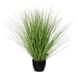 Mica Decorations Hierba verde PVC con maceta plástica negra, efecto natural, 11.5x50cm