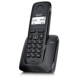 Gigaset A116 Teléfono Fijo Inalámbrico con Tecnología DECT, Alcance hasta 300m, Autonomía 12h Conversación, Negro