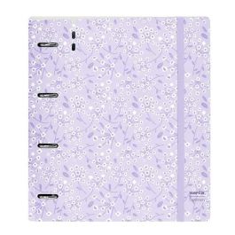 Carpeta Con Recambio Safta Din A4 Cuadro 5 mm Polipropileno Foam 4 Anillas 35 mm Estampados Floral Lila