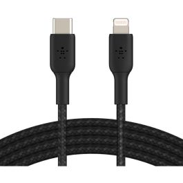 Belkin CAA004BT2MBK - Cable Lightning a USB-C, 2m, negro, trenzado, certificado MFi para iPhone/iPad