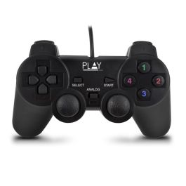 Ewent Play Gamepad USB 2.0 Alámbrico para PC Analógico/Digital, Ergonómico, 13 Botones, Negro, Cable 1.5m Plug & Play