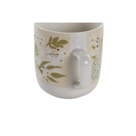 DKD Home Decor Mug Tradicional Porcelana Verde Beige 380ml Pack 12 Unidades Apto Microondas y Lavavajillas 11.5x8.5x10cm
