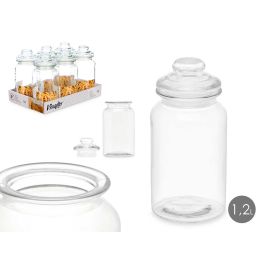 Tarro Redondo Liso Tapa Cristal 1200Ml Vivalto 11X23CM (12 Unidades) Precio: 37.59000036. SKU: B1GYX383RE