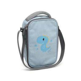 KioKids Bolso Merienda Dino Azul - Bolsa Térmica Infantil Dolci Amici, Capacidad 2.5L, Conserva Calor y Frío, +0 Meses