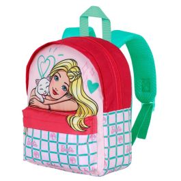 Barbie Mochila Preescolar Joy Pets Rosa - Ligera con Compartimento Cremallera y Bolsillo Frontal
