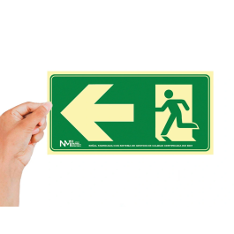 Archivo 2000 Señal Salida De Emergencia Izquierda 160x320 PVC Verde