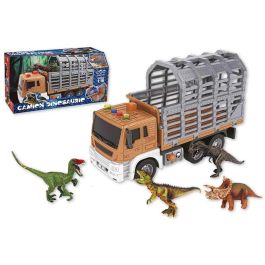 Camión porta dinosaurios, incluye 2 dinosaurios, con luces y sonidos, escala 1:16
