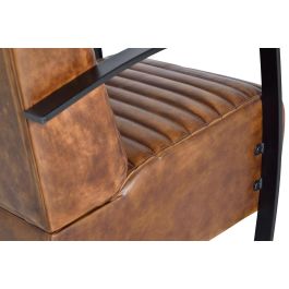 Giner y Colomer Sillón Industrial en Piel Natural Marrón con Estructura de Hierro