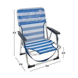 Color Baby Silla de playa de aluminio plegable, no reclinable, rayas azul marino y blanco, 44x35x72 cm, Textileno Color Baby Silla de playa de aluminio plegable, no reclinable, rayas azul marino y blanco, 44x35x72 cm, Textileno