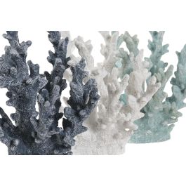 DKD Home Decor Decoracion Mediterraneo Azul Blanco Resina Coral Pack 3 Unidades 18 x 21.5 x 21.5 cm