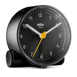 Braun BC-01-B Reloj Despertador Clásico Analógico Negro con Movimiento Continuo Silencioso y Luz