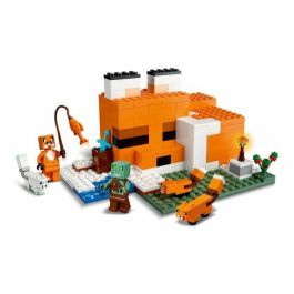 Lego 21178 Minecraft The Fox's Refuge, Casa de juguete de construcción, con minifiguras de zombis y animales, para niños +8 años