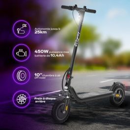 EZWAY EX100 Patinete eléctrico 450W, ruedas de 10 pulgadas, 25 km autonomía