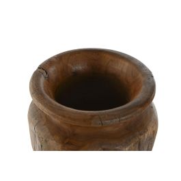 DKD Home Decor Wood 23 Jarrón de Teca Natural Marrón Oscuro 34 x 40 x 34 cm Hecho a Mano