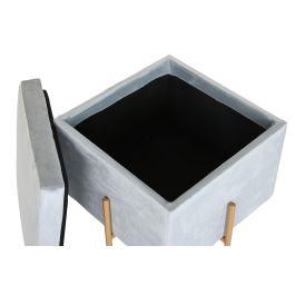 DKD Home Decor Reposapies Gris Dorado Metal Poliester 45 x 45 x 45 cm