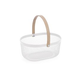 Inde Cesta Organizadora Ovalada de Metal con Asa de Bambú (12 Unidades)