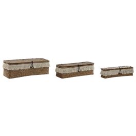 Cesta Boho DKD Home Decor Natural Blanco 12 x 10 x 32 cm Set de 3 Cesta Boho DKD Home Decor Natural Blanco 12 x 10 x 32 cm Set de 3