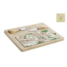DKD Home Decor Tabla Aperitivo Tradicional Verde Beige Bambú Gres Set de 4 (20 x 1.2 x 24.5 cm)