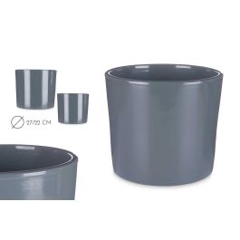 Set 2 Macetas Cilíndricas Cerámica Antracita 22 y 27 cm - Ibergarden