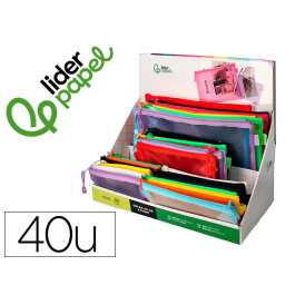 Liderpapel Bolsa Zipper Bag Multiusos Expositor 40 Unidades Poliéster Transpirable Tamaños y Colores Precio: 104.49999956. SKU: B192PD355T