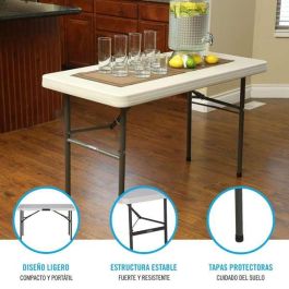 Lifetime Mesa Rectangular Plegable Crema Plástico Acero 122x61x74 cm
