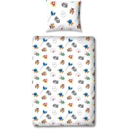 Mario Bros AAART15018 - Juego de Cama Super Mario y sus amigos - Microfibra - 1 Funda Nórdica 140x200 cm + 1 Funda Almohada 63x63 cm