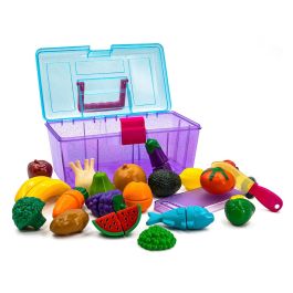 Tachan Maletín con Alimentos para Cortar Juguete de Imitación con 33 Piezas y Tabla de Cortar para Niños +18 Meses