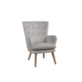 DKD Home Decor Butaca Scandi Beige Natural Poliéster y Madera Desmontable | 67x70x95 cm (Ancho x Largo x Alto) | Asiento 42 cm