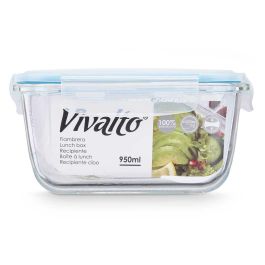 Fiambrera Vivalto 90553 Transparente Silicona Vidrio de Borosilicato 950 ml 18 x 8,8 x 13,5 cm (12 Unidades)