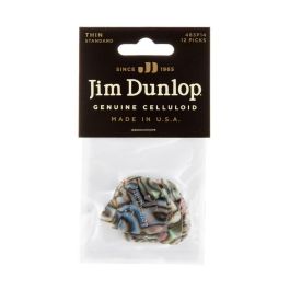 Dunlop Pack 12 Púas Guitarra Genuine Celluloid Classic Abalone - Thin