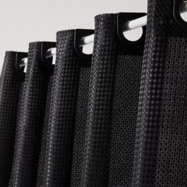 Cortina de ducha con diseño de gofres - Negra - Poliéster - 180 x 200 cm - 12 ganchos - UTILITY - TODAY Cortina de ducha con diseño de gofres - Negra - Poliéster - 180 x 200 cm - 12 ganchos - UTILITY - TODAY