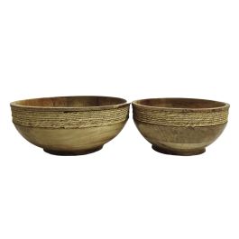 DKD Home Decor Centro de Mesa Cottage Marrón Set de 2 Indianrope de Madera de Mango y Cuerda, Acabado Natural, 25x10x25 cm Precio: 34.50000037. SKU: B1JYM53ETN