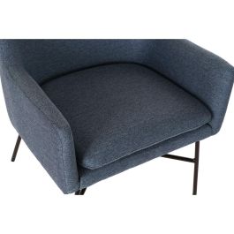 DKD Home Decor Sillon Scandi Azul Negro Poliéster Metal Desmontable. Medidas: 62x66x75 cm, Altura Asiento 47 cm.