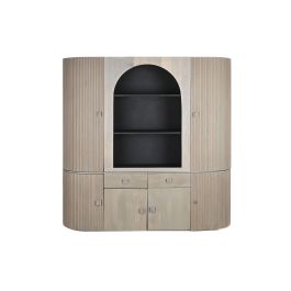 DKD Home Decor Vitrina Sixties Gris Negro 177 x 40 x 180 cm con 6 Puertas y 8 Estanterías