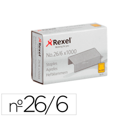 Rexel Grapas 26/6 mm Galvanizada Caja 1000 Unidades para Grapadora de Sobremesa, Oficina y Hogar, 20 Hojas Precio: 0.69000008. SKU: B1FAV46CTM