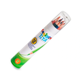 Carioca Tita Mina Lápices de Colores 3 mm Tubo Cartón 12 Colores Surtidos + Sacapuntas