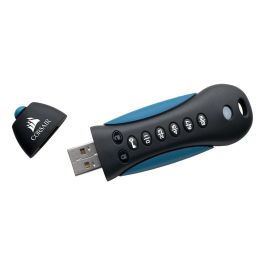 Corsair Padlock 3 USB-Stick 128GB USB 3.0 Seguro con Contraseña y Encriptación, Resistente al Agua y Golpes, Negro/Azul
