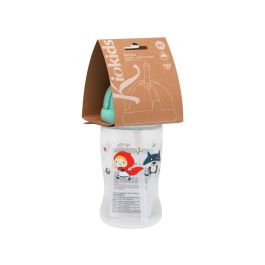 KioKids Botella para Bebé 350 ml Verde con Pajita de Silicona Suave, Apertura Deslizante, Anti-Ahogo, BPA Libre, +6 Meses