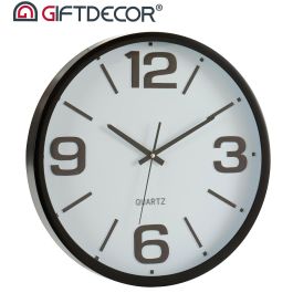 Giftdecor Reloj Redondo 40 cm Liso Surtido Blanco Negro Plástico Cristal (Set de 6)