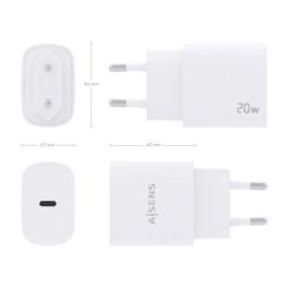 AISENS - CARGADOR USB-C PD3.0 1 PUERTO 1xUSB-C 20W, BLANCO