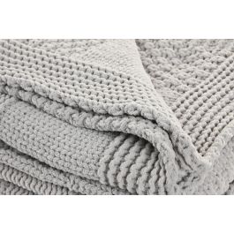 DKD Home Decor Manta de Sofá Urban de Poliéster, Tejido Punto, Gris Claro, Medidas 170 x 130 cm, Densidad 450 gsm, Pack 2 Unidades