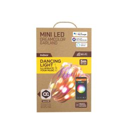 Muvit Guirnalda Luces Io Wifi Dreamcolor, Control Wi-Fi, Compatible con Google Home, Alexa, Siri, Efecto Musical, 66 LED, 5m
